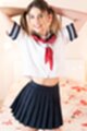Kogal Kristen Scott strips uniform and flashes her white panties