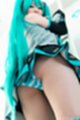 Miku Oguri in cosplay outfit flashing panties and shaved pussy