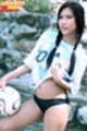 Busty beauty Lydia Nitta strips Argentina shirt baring big tits